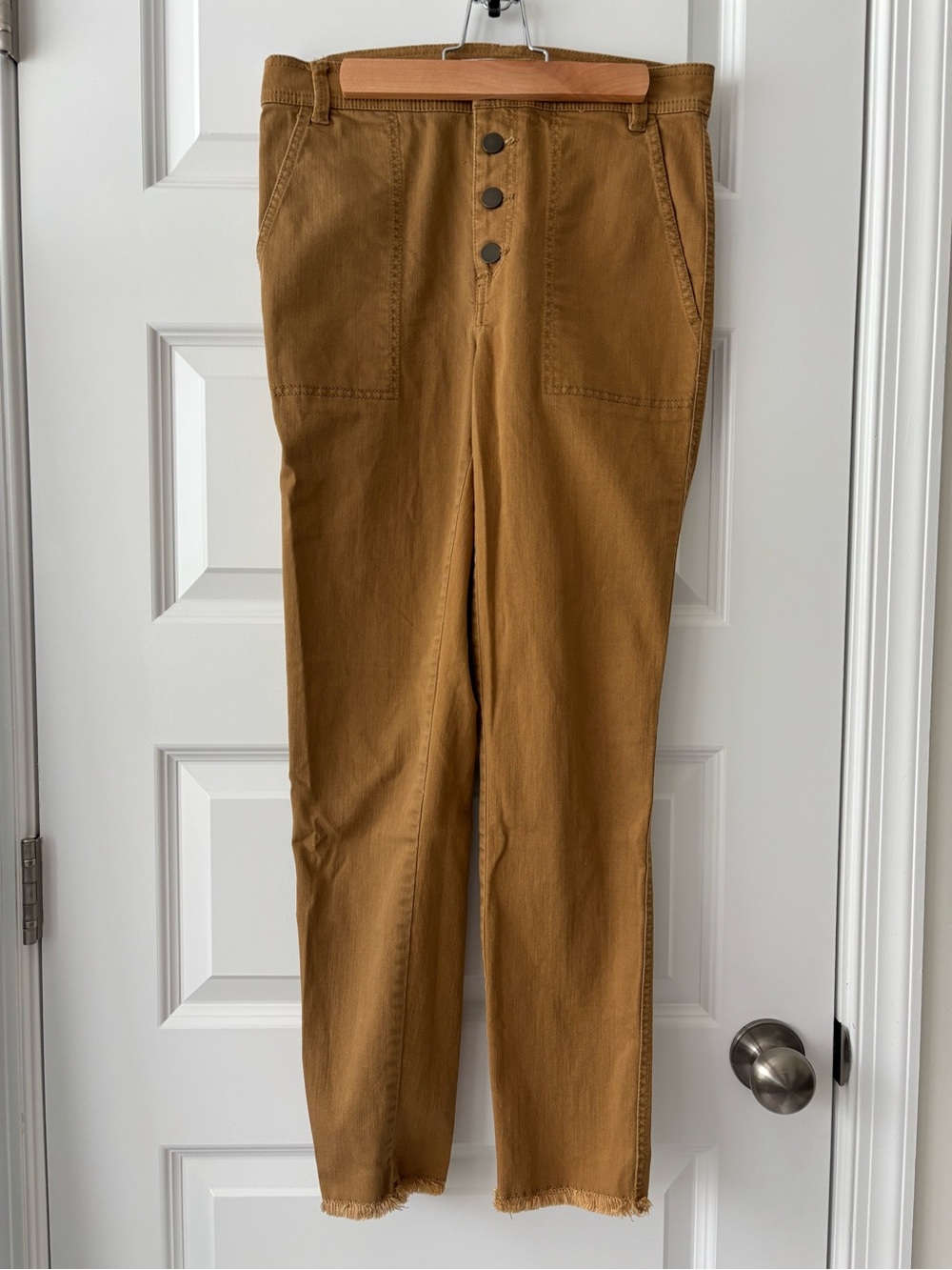 LOFT Camel Button Fly Skinny Utility Pants 2